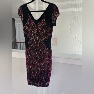 SPY Black and Pink Sequin Mini Dress